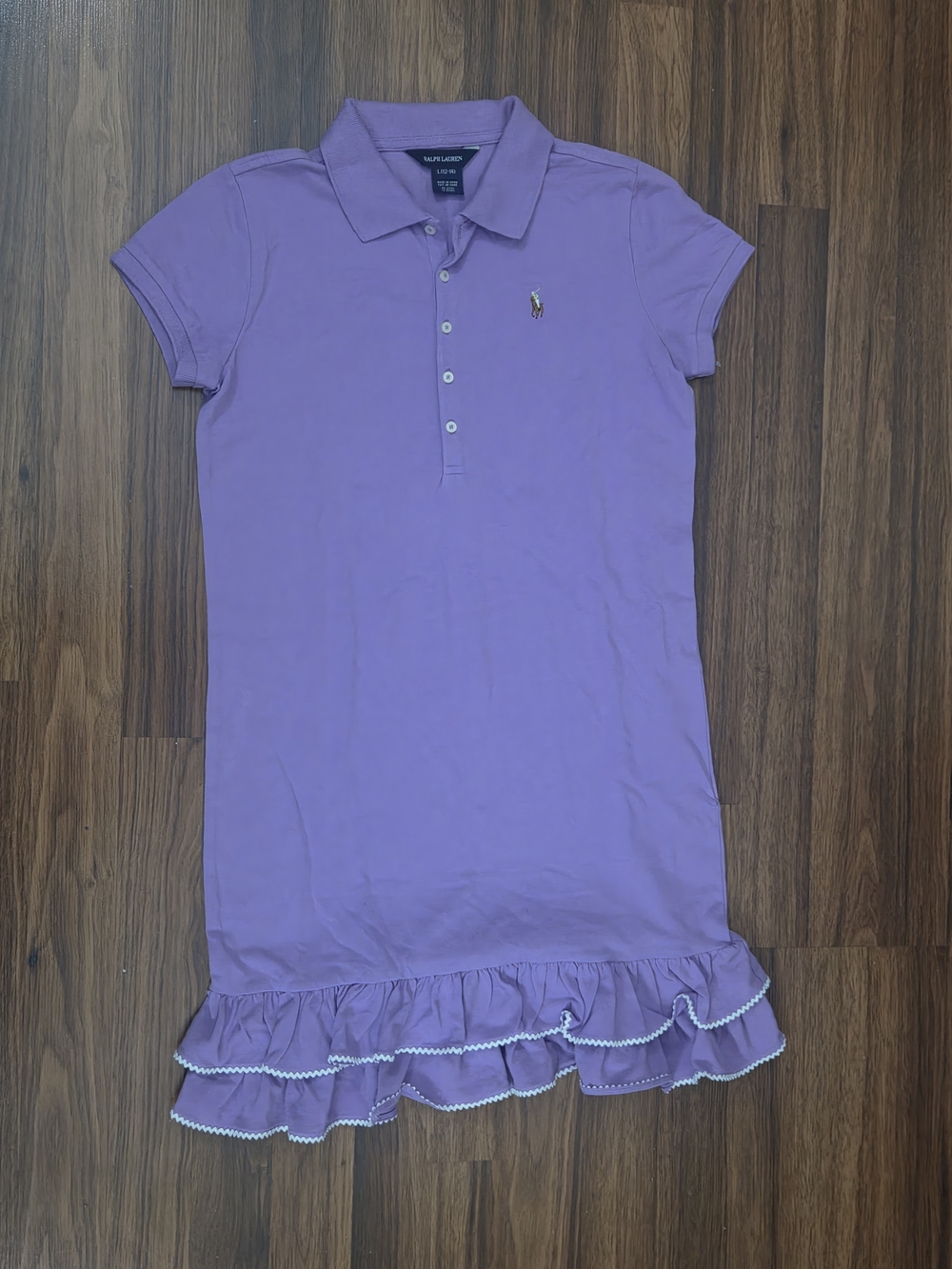 Ralph Lauren Girls' Lavender Polo Ruffle-Hem Dress
